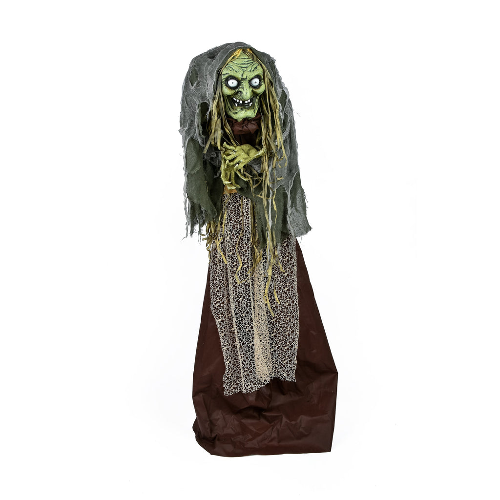 59-Inch Halloween Pre-Lit Sound Activated Animated Scary Green Witch with LED Lights product image 1